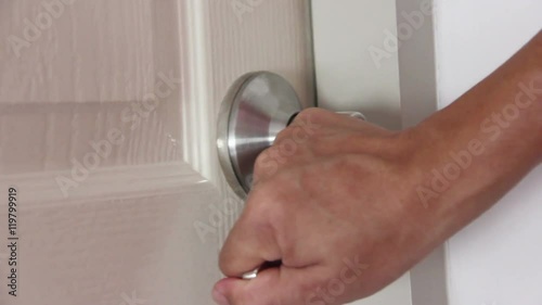 Hands Unlock House Door To Enter Footage