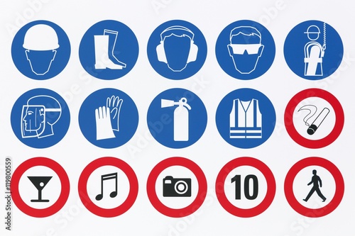 Fotografie Safety signs on a signboard