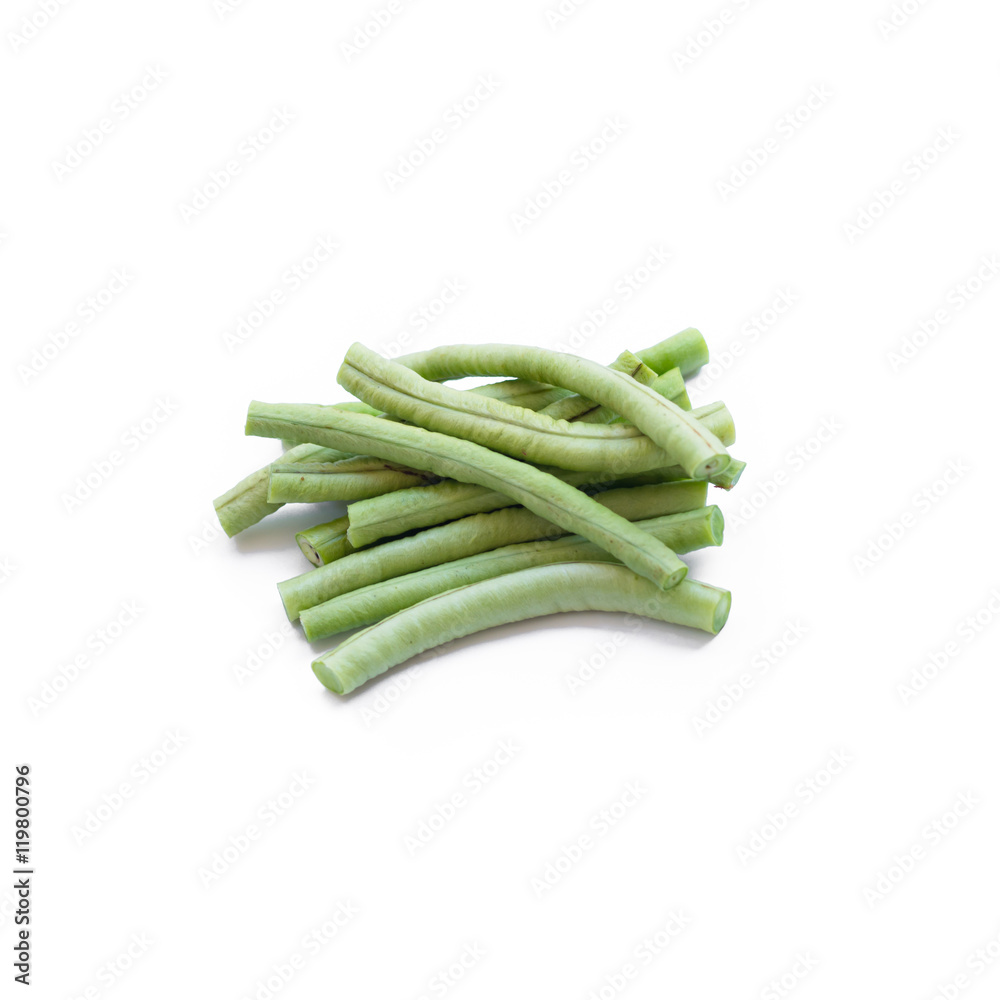 yardlong bean sliced isolated on white background... yardlong bean sliced isolated on white background...