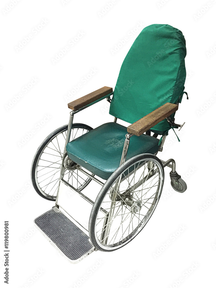 Old wheelchair patients in the hospital isolated on white backgr Old wheelchair patients in the hospital isolated on white backgr