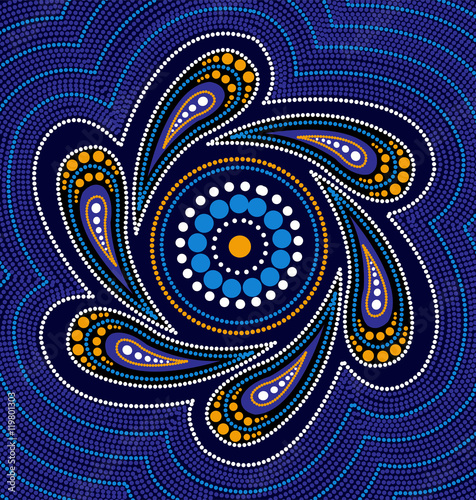 Illustration based on aboriginal style of dot painting.