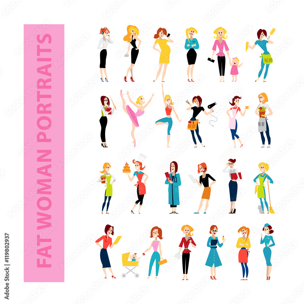Vector flat women portraits collection Vector flat women portraits collection