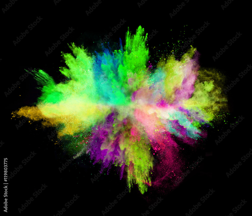 Explosion of colored powder on black background Explosion of colored powder on black background