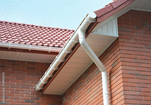 Close up view on House Problem Areas for Rain Gutter Waterproofing photo
