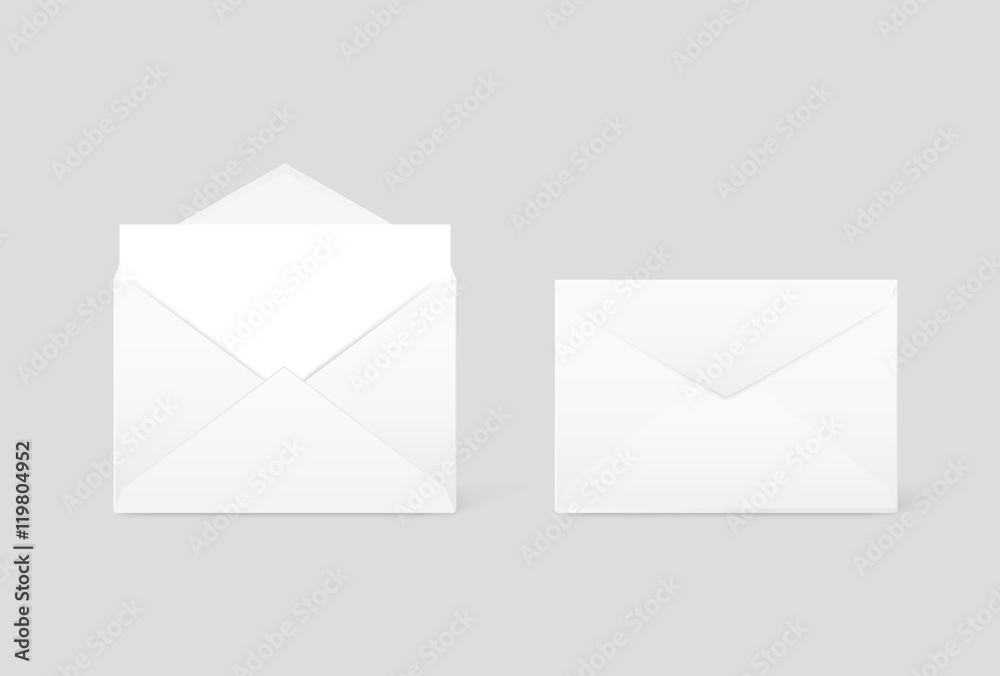 Vector white envelope opened and close. Vector white envelope opened and close.