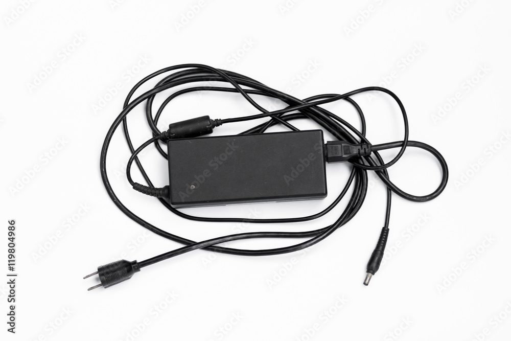 Laptop AC adapter isolated on white background Laptop AC adapter isolated on white background