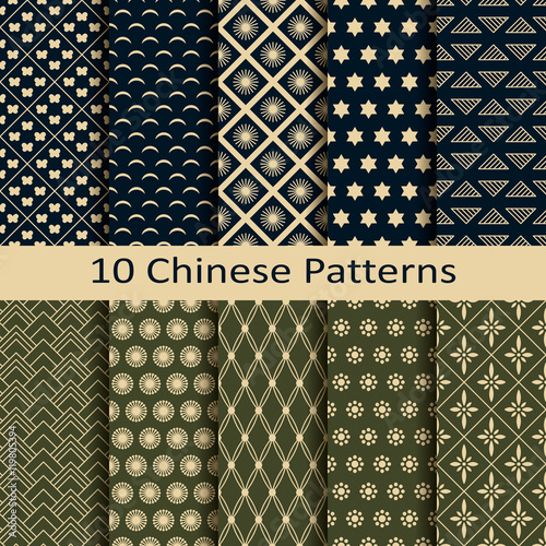 vector set of ten traditional geometric chinese patterns