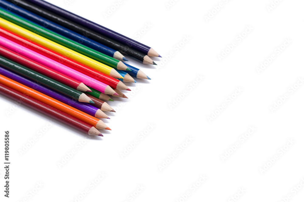Fototapeta premium Colour pencils isolated on white background close up