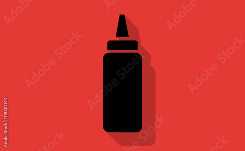 Vector squeeze bottle symbol with long shadow on flat background