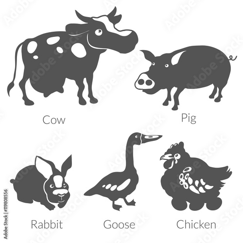 farm animal black text