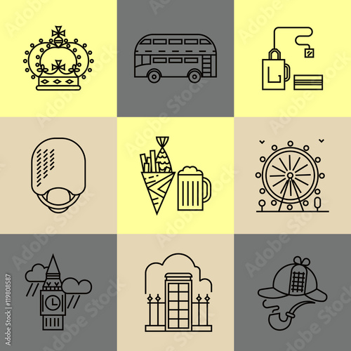 Set of linear London icons
