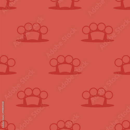 Metal Knuckles Silhouette Seamless Pattern on Red.