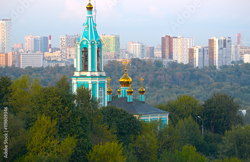 Church Krylatsky hills. View of Moscow from Krylatsky hills. photo