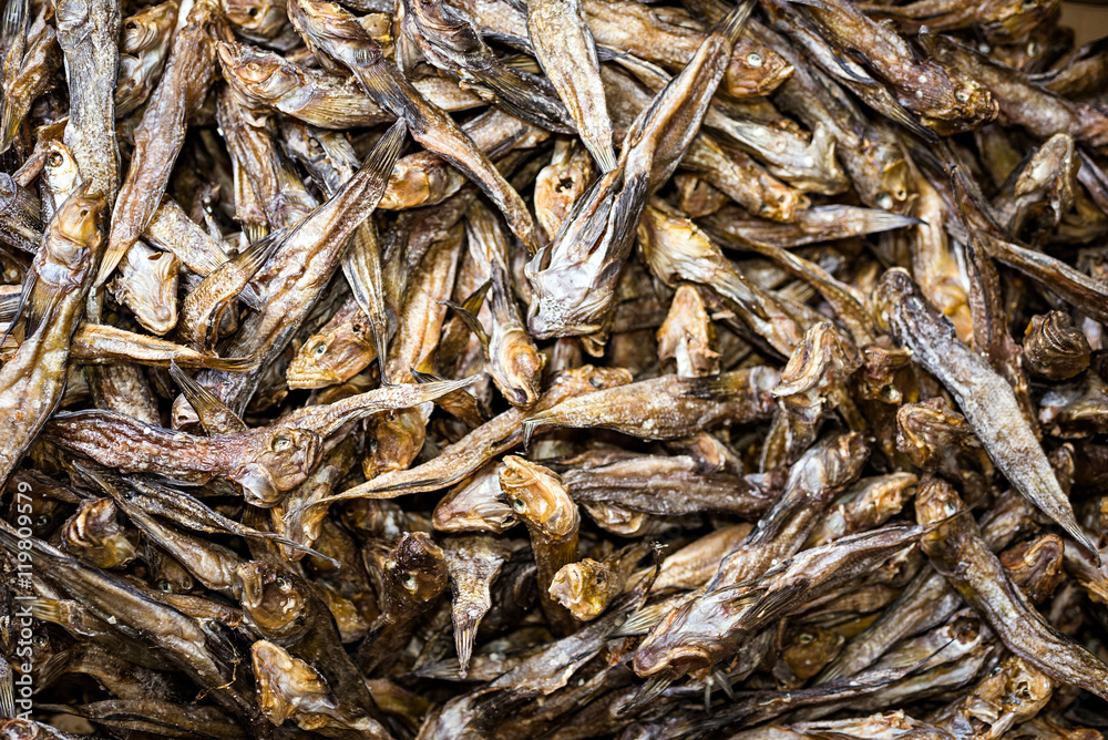 dried fish at market dried fish at market