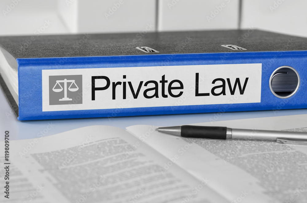 Blue folder with the label Private Law