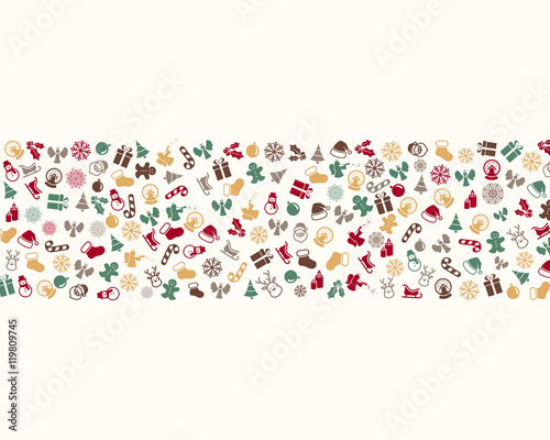 Vector Illustration of a Christmas Greeting Card with Decorative Design Elements