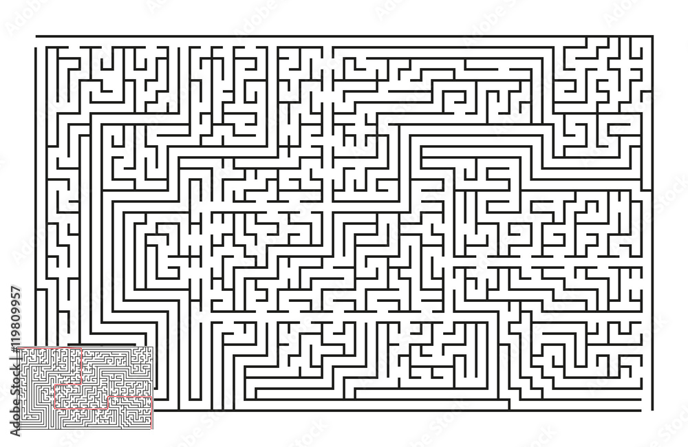 Vecteur Stock Large Vector Horizontal Maze with Answer 2 | Adobe Stock