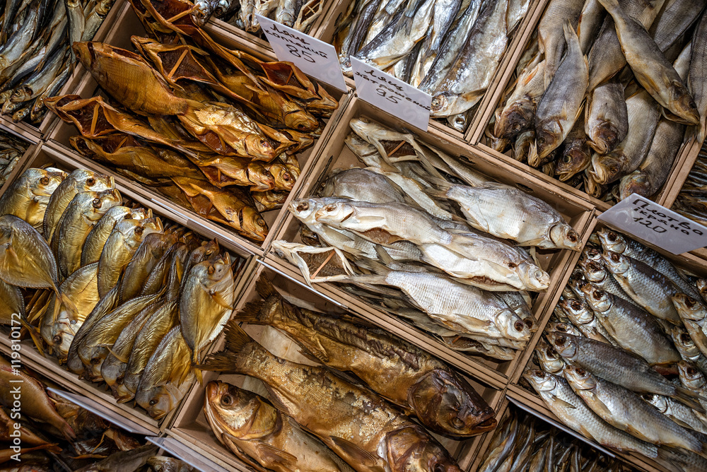 dried fish at market