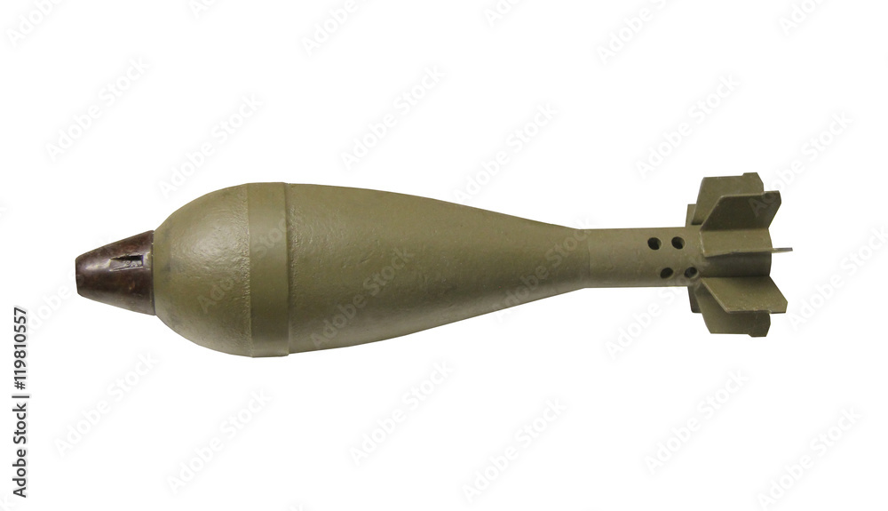 A Vintage Military Mortar Bomb Artillary Shell. Stock Photo