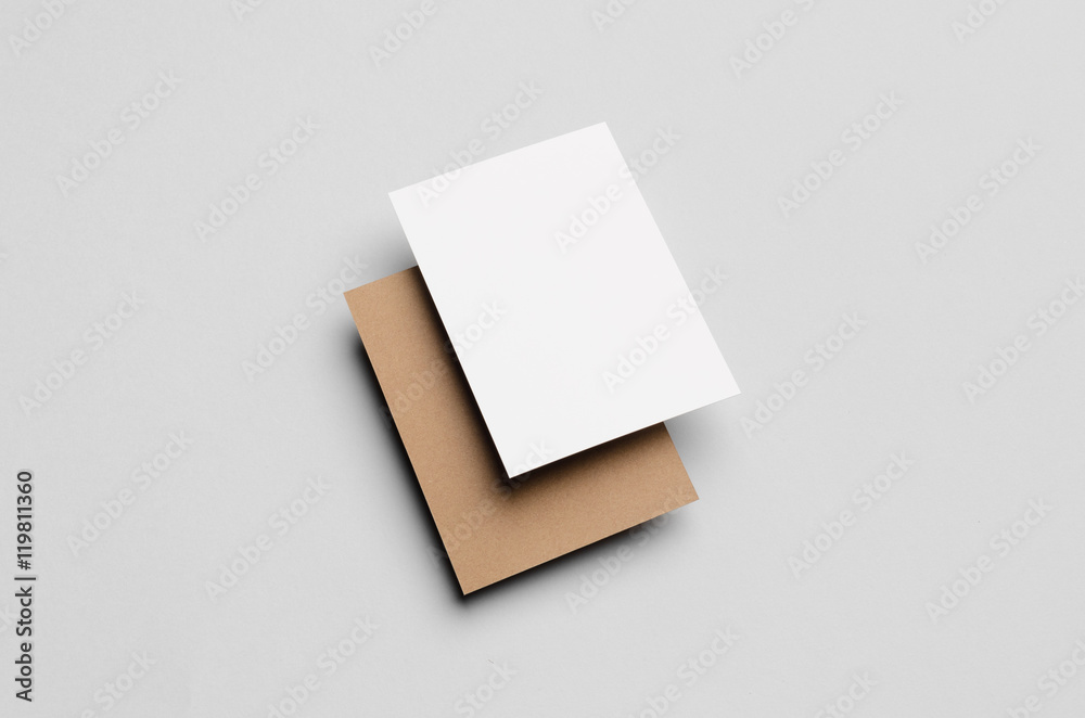 Kraft & White A6 Flyer / Postcard / Invitation Mock-Up Kraft & White A6 Flyer / Postcard / Invitation Mock-Up