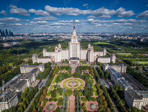 Aerial view of Moscow State University (MSU) on Sparrow Hills, Russia photo