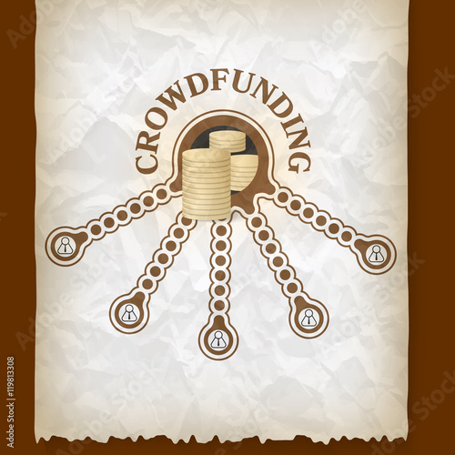 Crumpled paper with theme of crowd funding