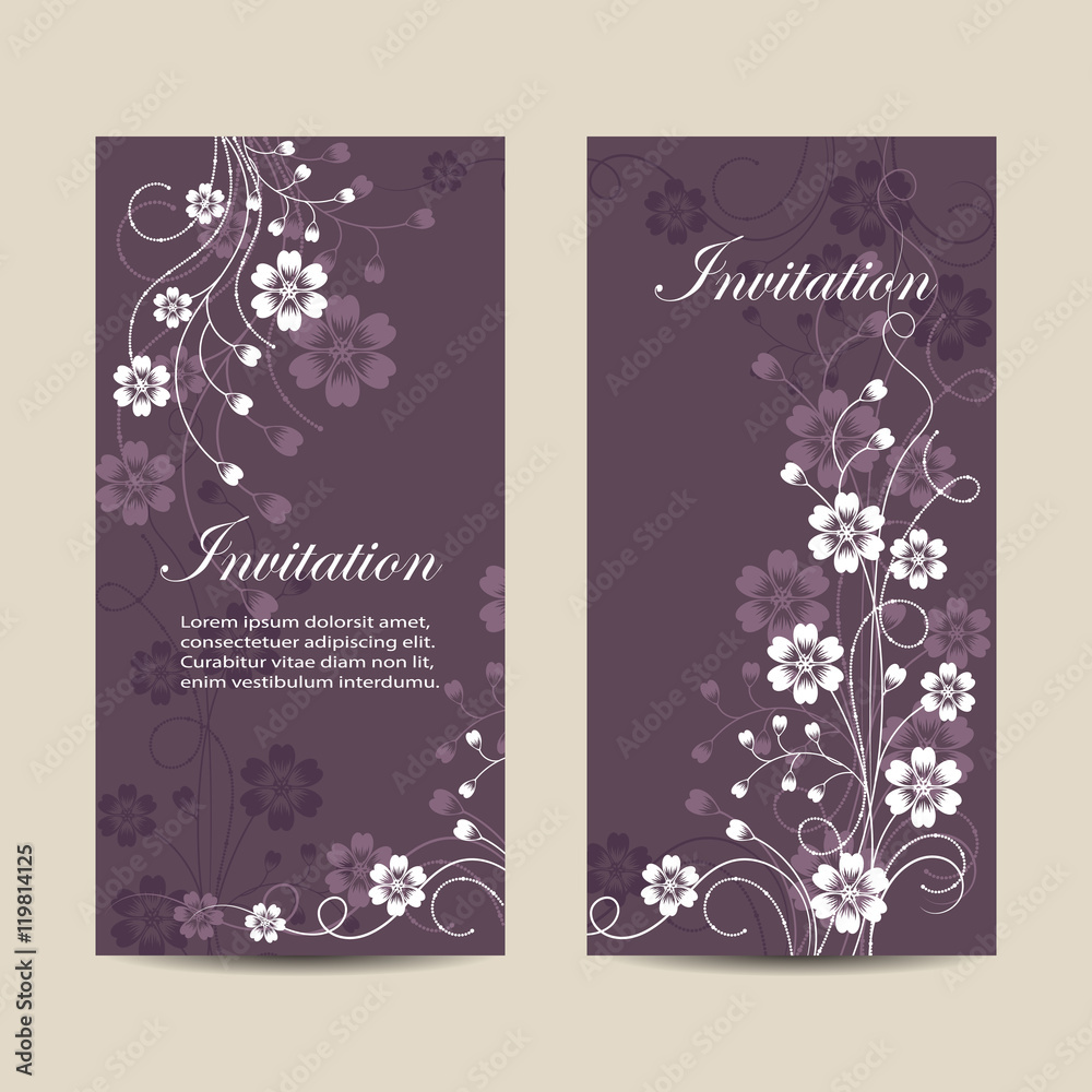 Set of vertical banners with flowers