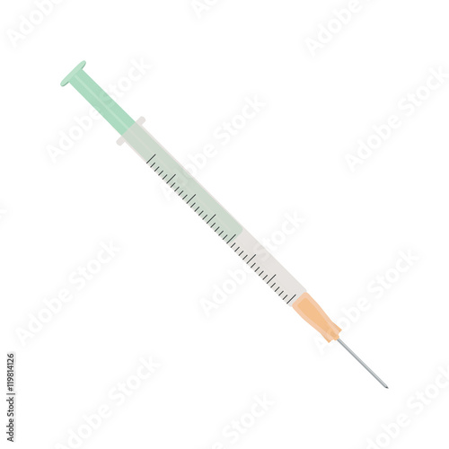 Insulin syringe with needle. Vector illustration.