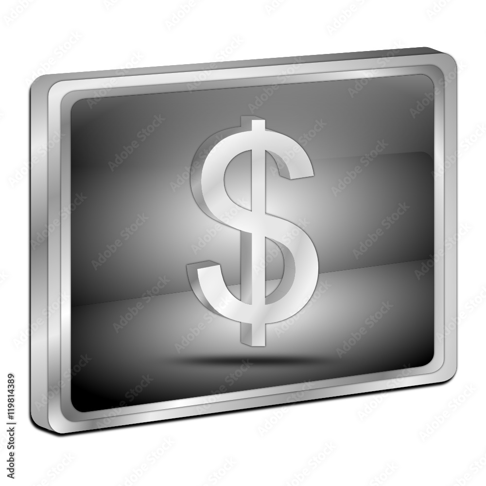 Button with Dollar sign - 3D illustration