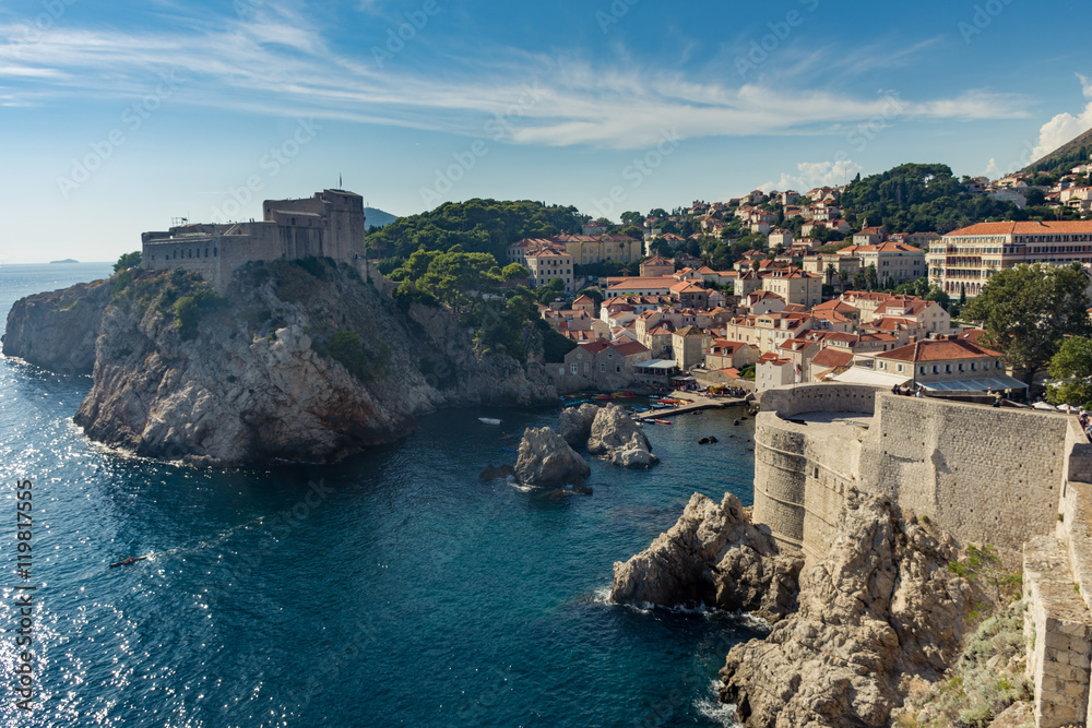 Historic Old Town and Fortress of Dubrovnik, Croatia on the Adriatic Sea