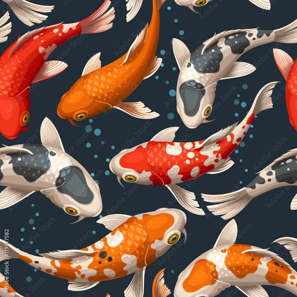 Fototapeta premium Seamless koi carps