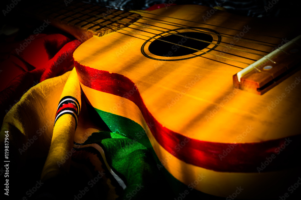 Fototapeta premium reggae ukulele w tle