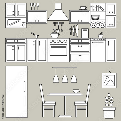 Kitchen interior line design