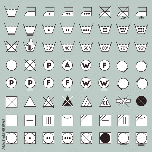 Laundry symbols line design