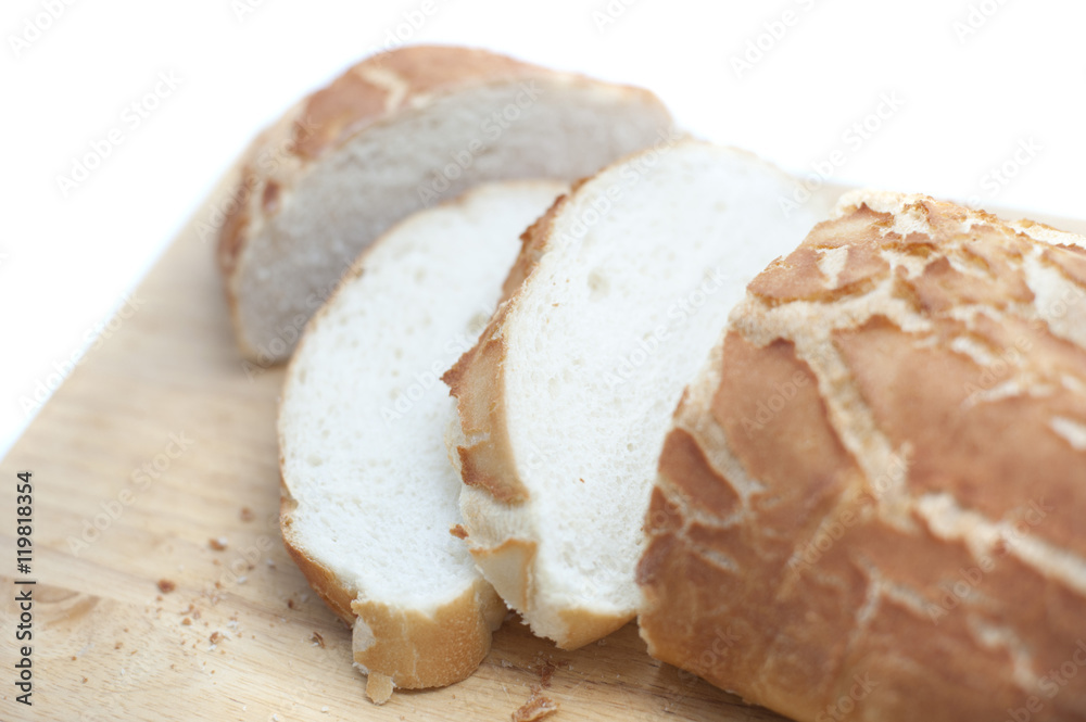 Sliced fresh white crusty bread Sliced fresh white crusty bread