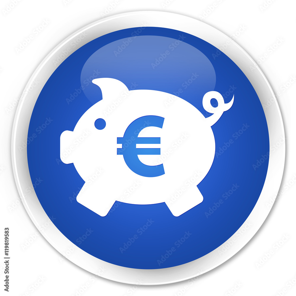 Piggy bank (euro sign) icon blue glossy round button Piggy bank (euro sign) icon blue glossy round button