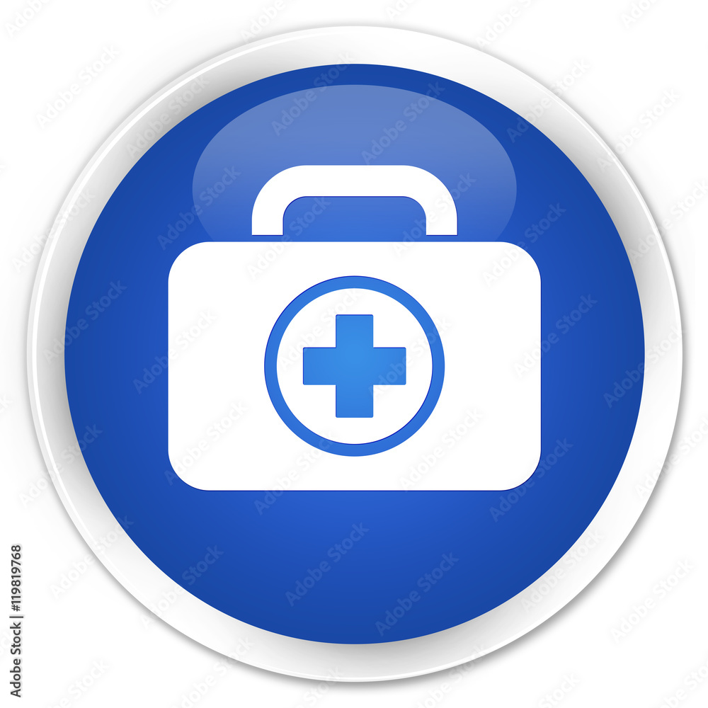 First aid kit icon blue glossy round button First aid kit icon blue glossy round button