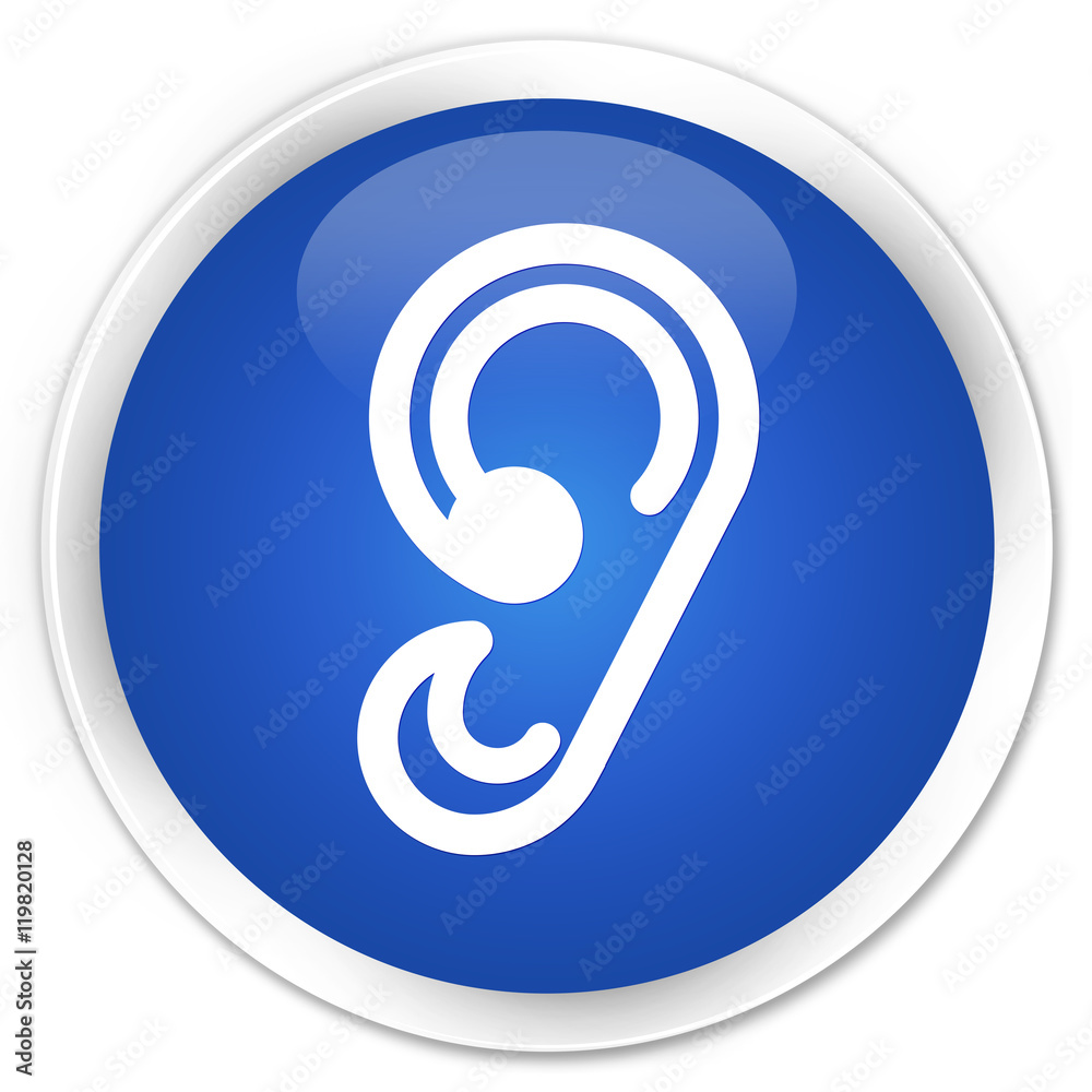 Ear icon blue glossy round button Ear icon blue glossy round button