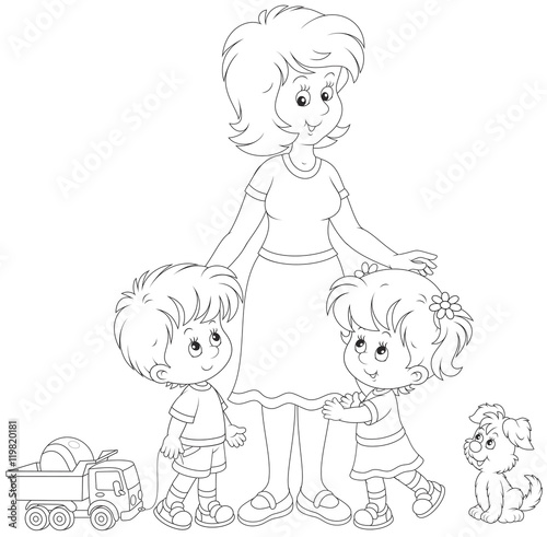 Mother and children