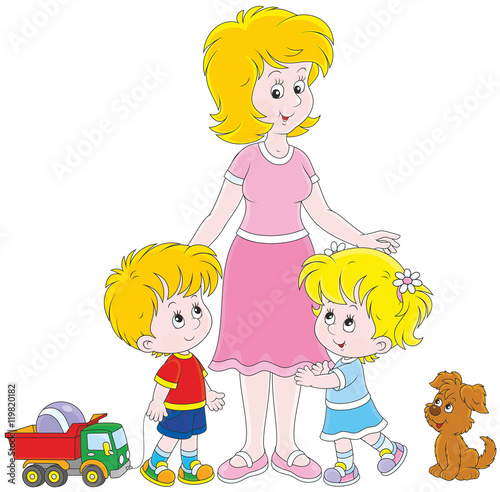 Mother and children