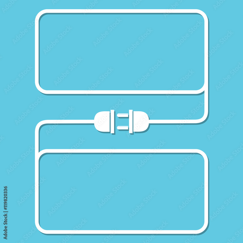 Wire plug and socket - vector illustration. Wire plug and socket - vector illustration.