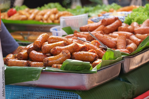 Street food , sausages
