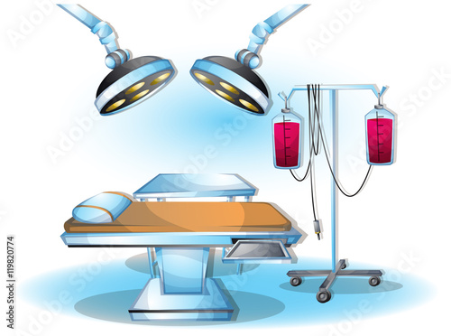 cartoon vector illustration interior surgery operation room with separated layers in 2d graphic