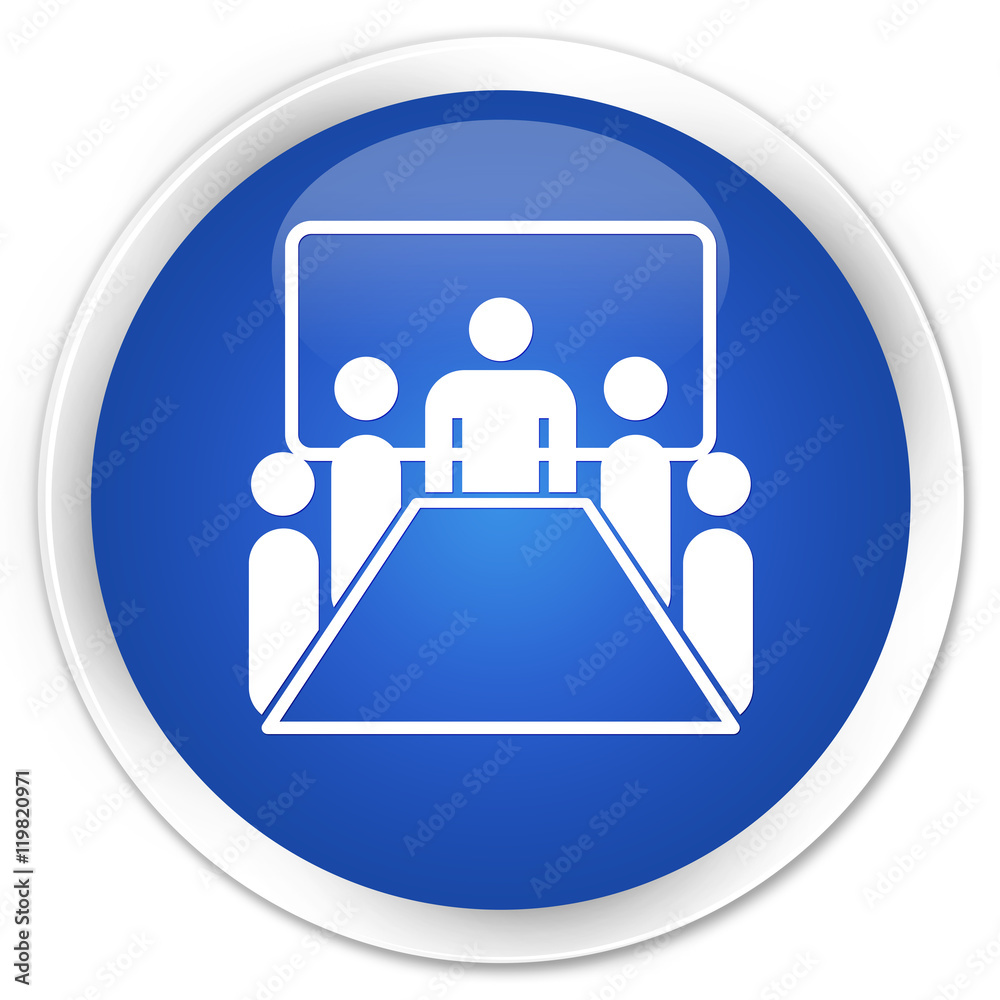 Meeting room icon blue glossy round button Meeting room icon blue glossy round button