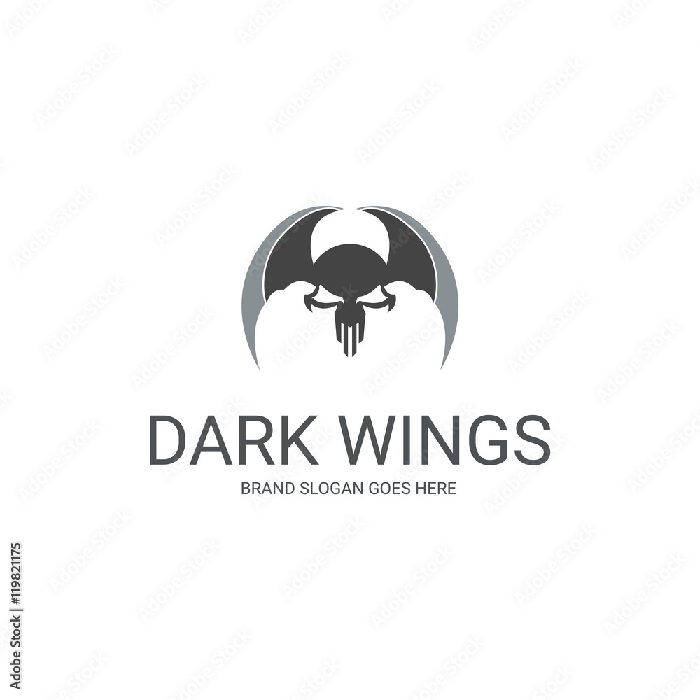 Dark wings logo. Wings and skull. Dark wings logo. Wings and skull.
