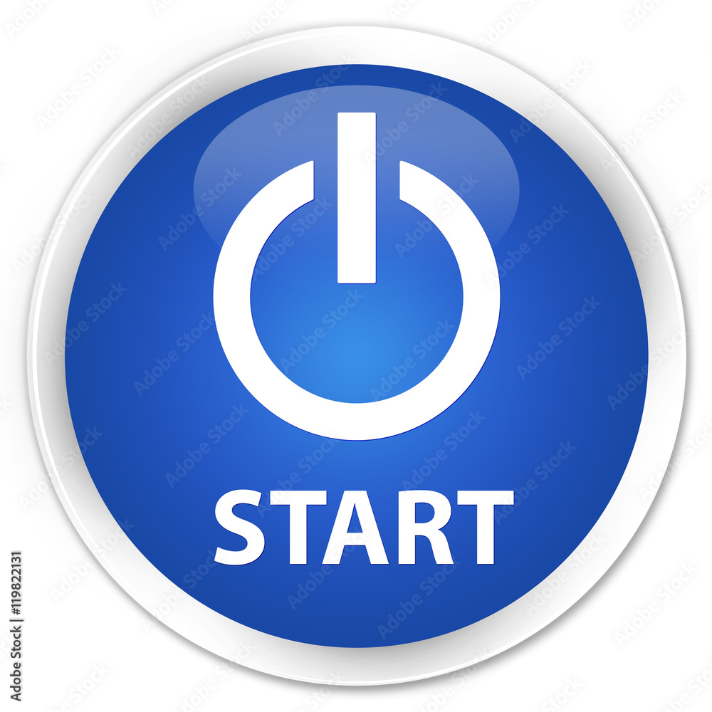 Start (power icon) blue glossy round button Start (power icon) blue glossy round button