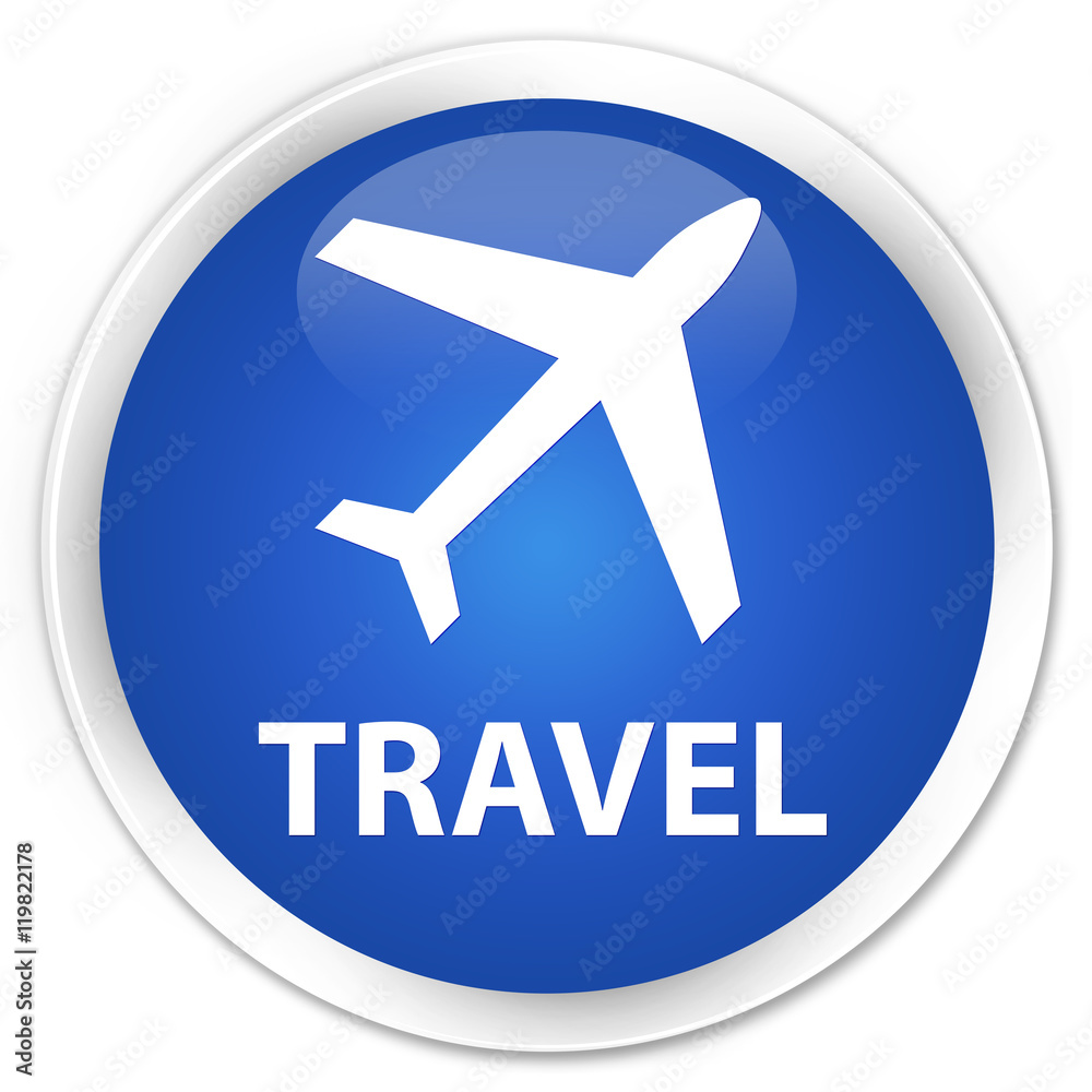 Travel (plane icon) blue glossy round button Travel (plane icon) blue glossy round button