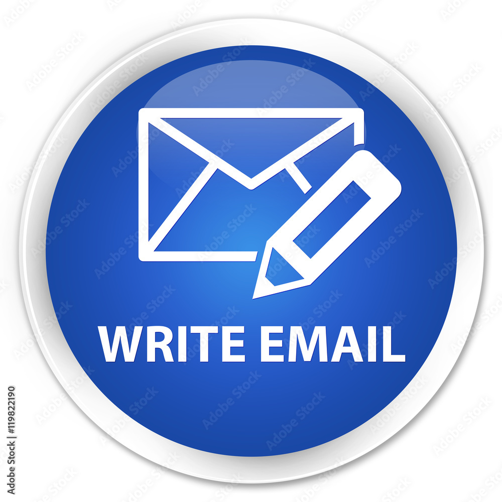 Write email blue glossy round button Write email blue glossy round button