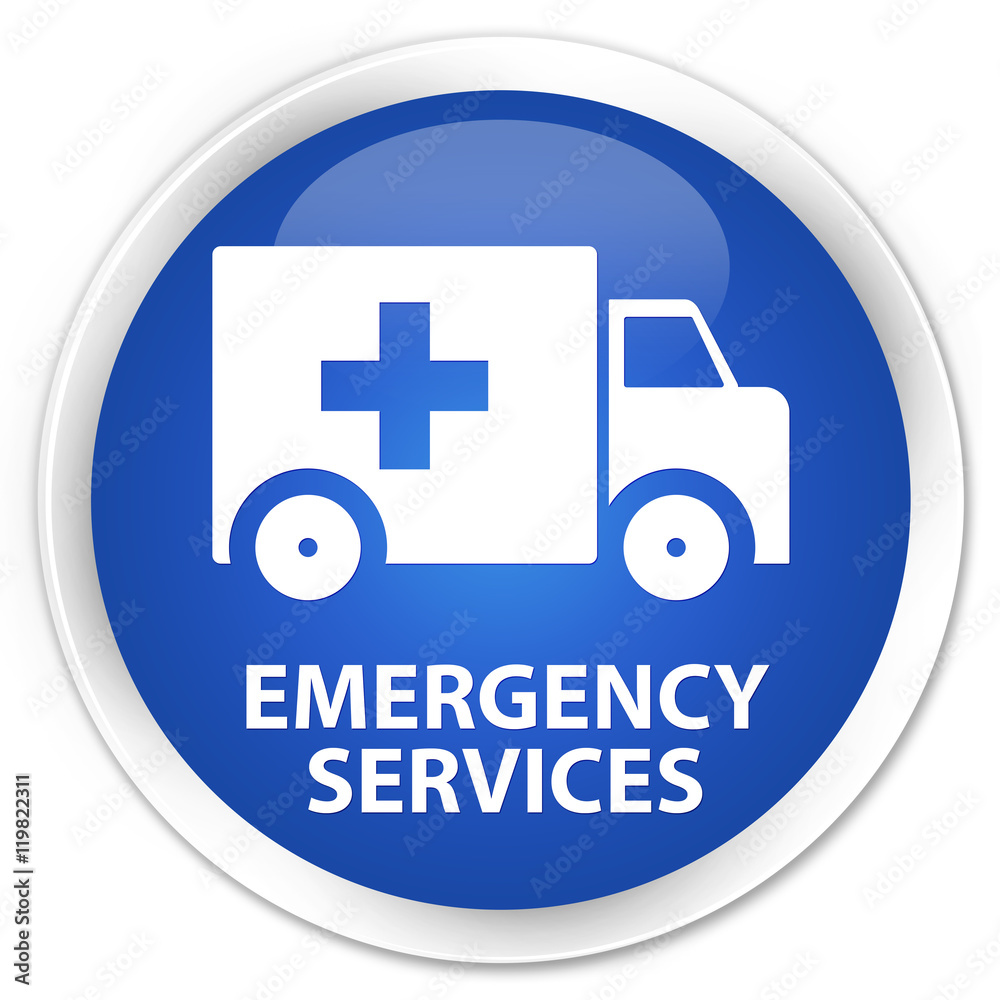 Obraz premium Emergency services blue glossy round button