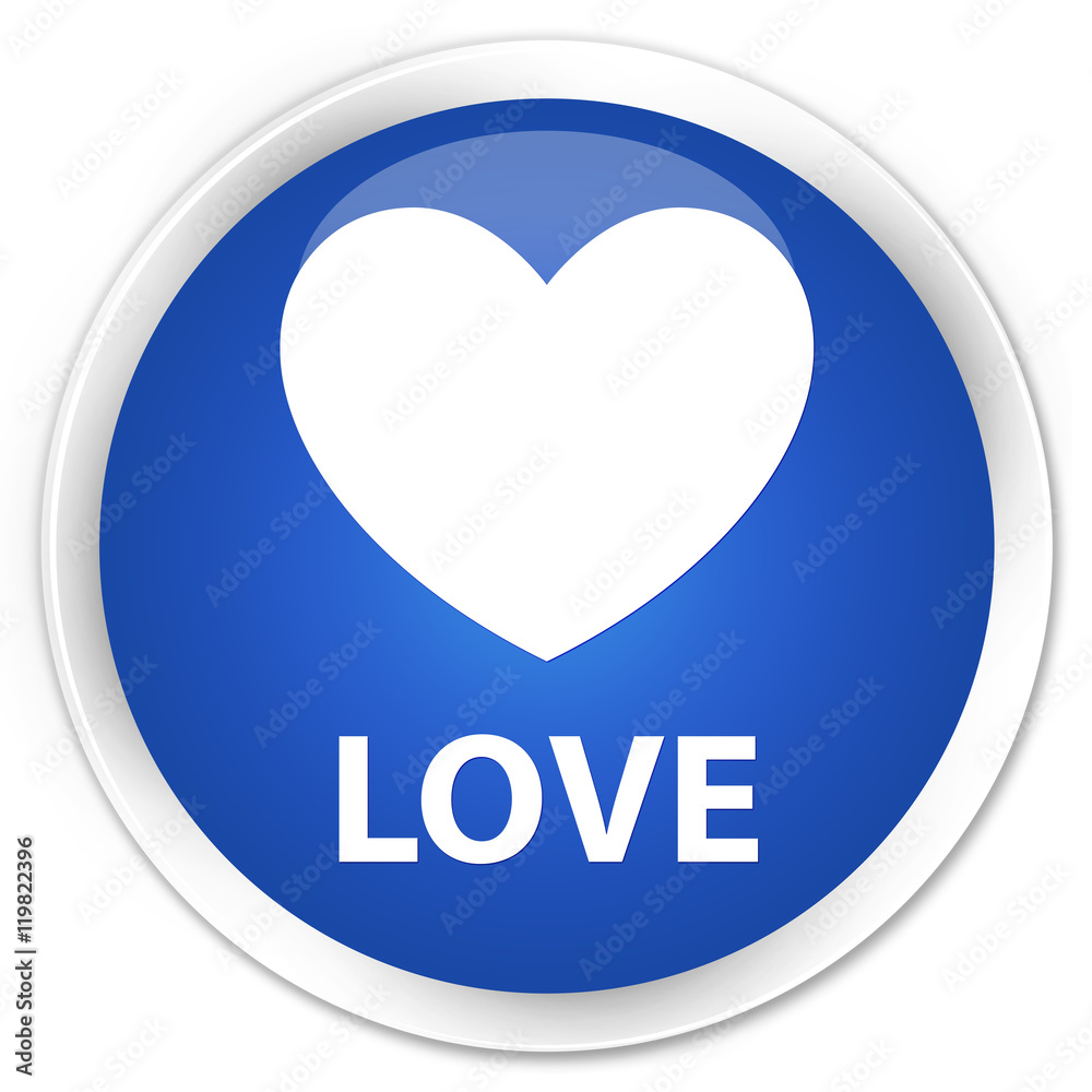 Love blue glossy round button